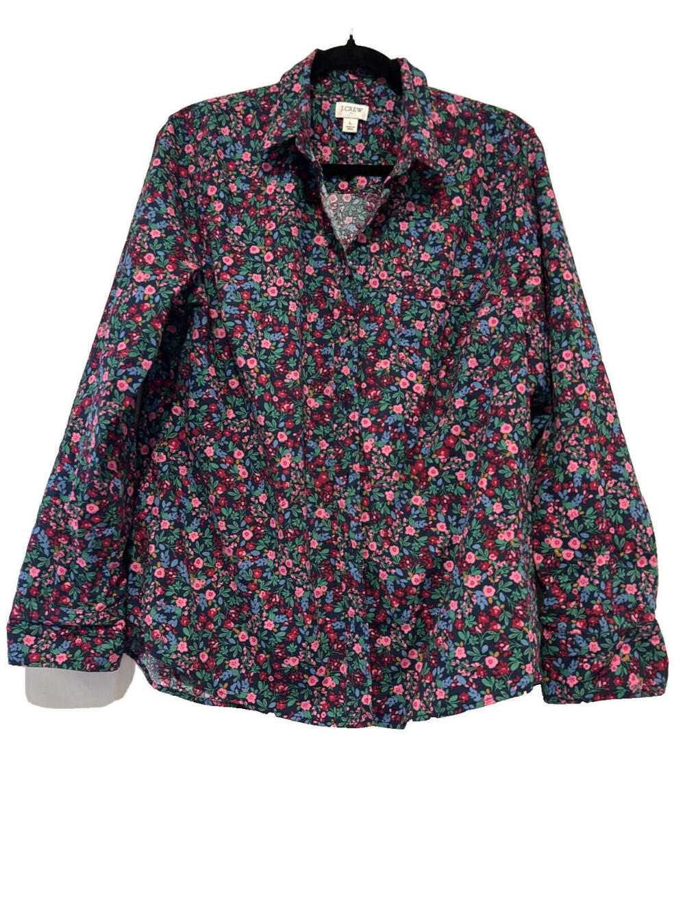 J Crew all cotton floral long sleeve button down collared shirt E